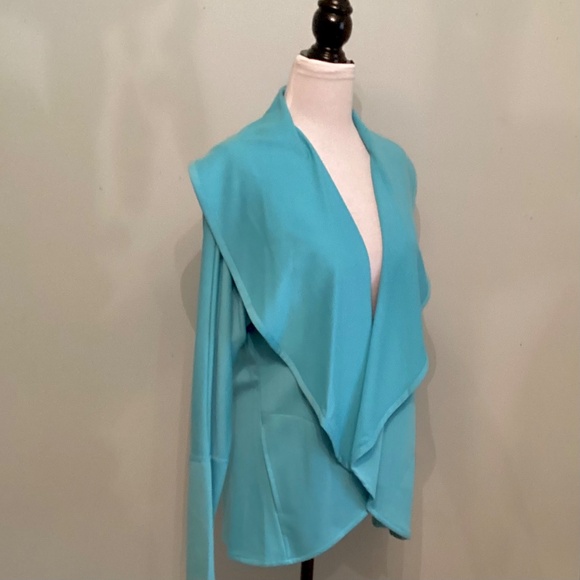 Kyodan–Women’s Cardigan Size L~ Turquoise~Open Front - Picture 5 of 12